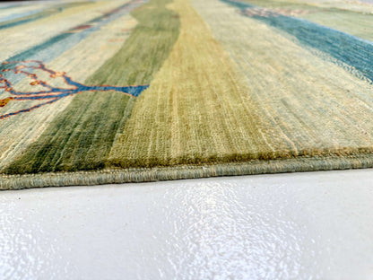 Scenic Afghan Gabbeh (8'02"x9'06") greens/blues