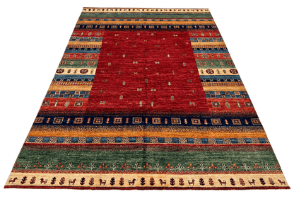 Afghan Gabbeh (5'08"x7'10") red/multicolor