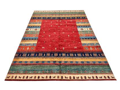 Afghan Gabbeh (5'08"x7'10") red/multicolor