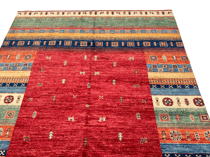 Afghan Gabbeh (5'08"x7'10") red/multicolor