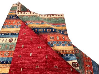 Afghan Gabbeh (5'08"x7'10") red/multicolor