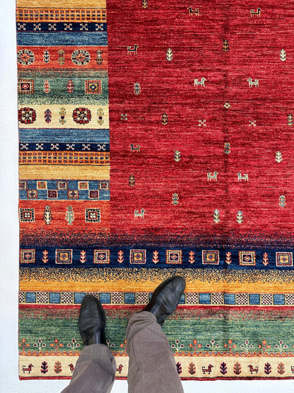 Afghan Gabbeh (5'08"x7'10") red/multicolor