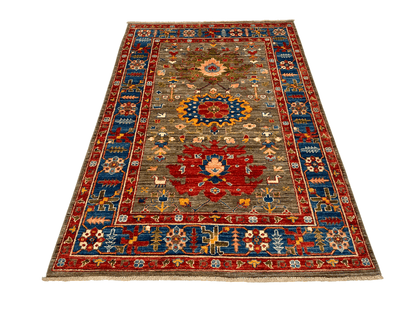 Afghan Ariyana (3'11"x5'09") brown/blue