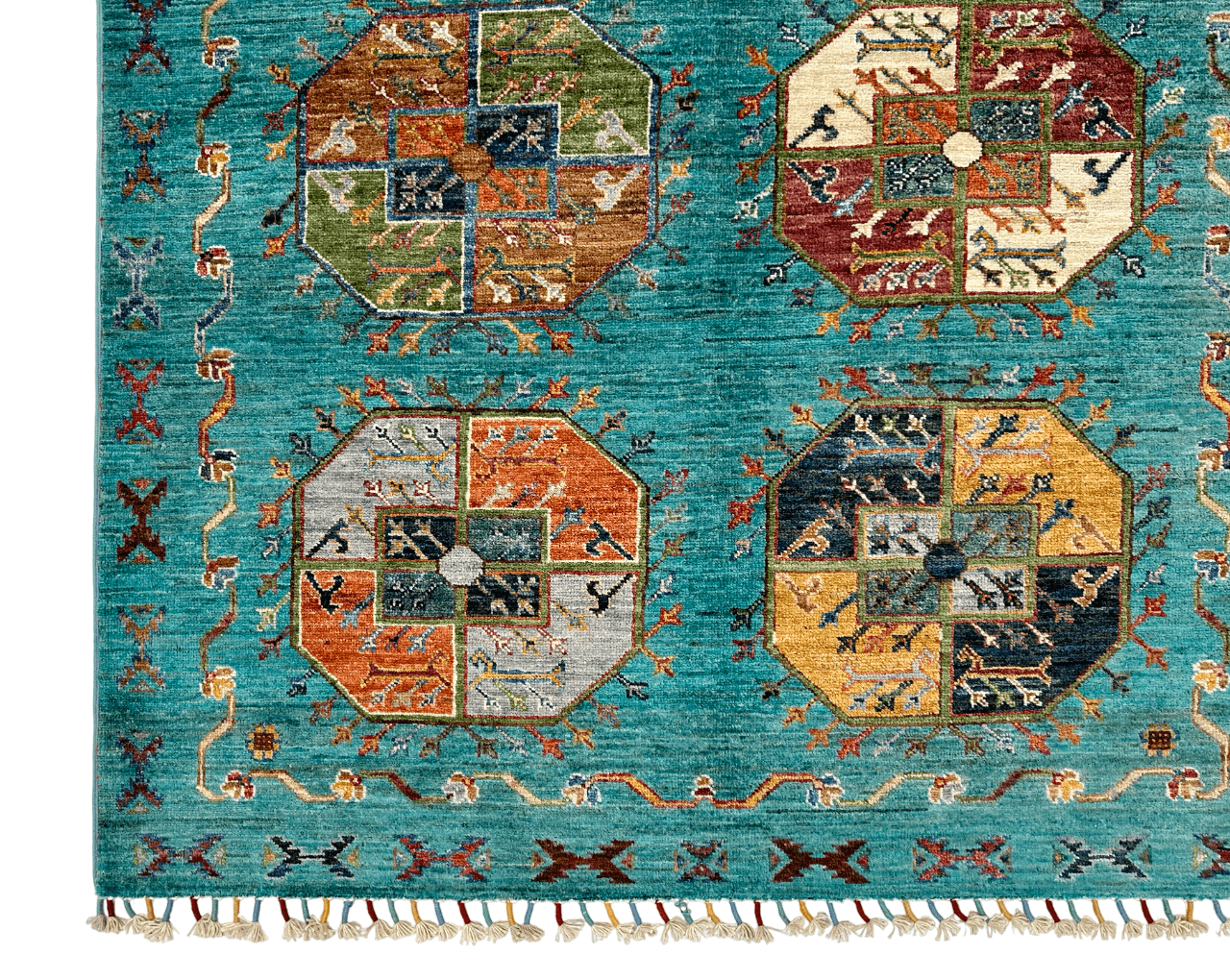 Afghan Ersari (4'01"x6'02") turquoise/multicolor