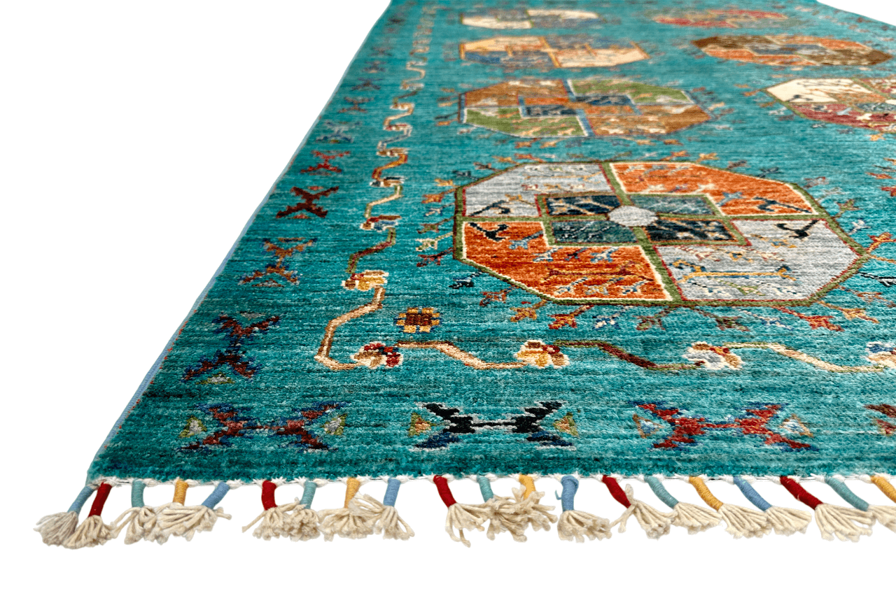 Afghan Ersari (4'01"x6'02") turquoise/multicolor