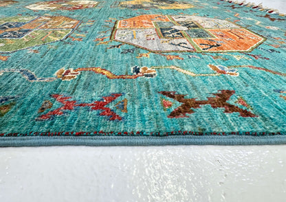 Afghan Ersari (4'01"x6'02") turquoise/multicolor