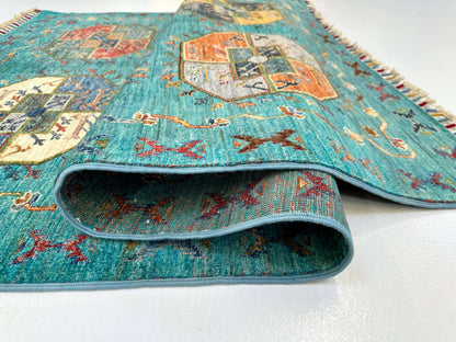 Afghan Ersari (4'01"x6'02") turquoise/multicolor