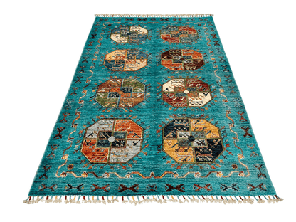 Afghan Ersari (4'01"x6'02") turquoise/multicolor