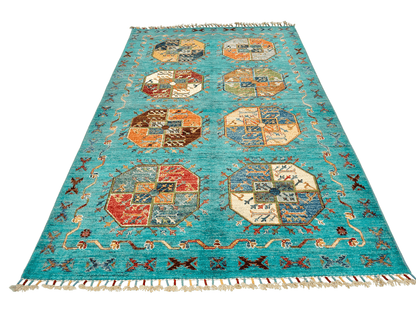 Afghan Ersari (4'01"x6'02") turquoise/multicolor