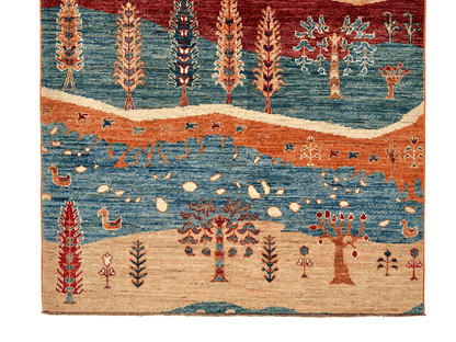 Afghan Gabbeh - Trees (3'05"x5'01") multicolor/rust