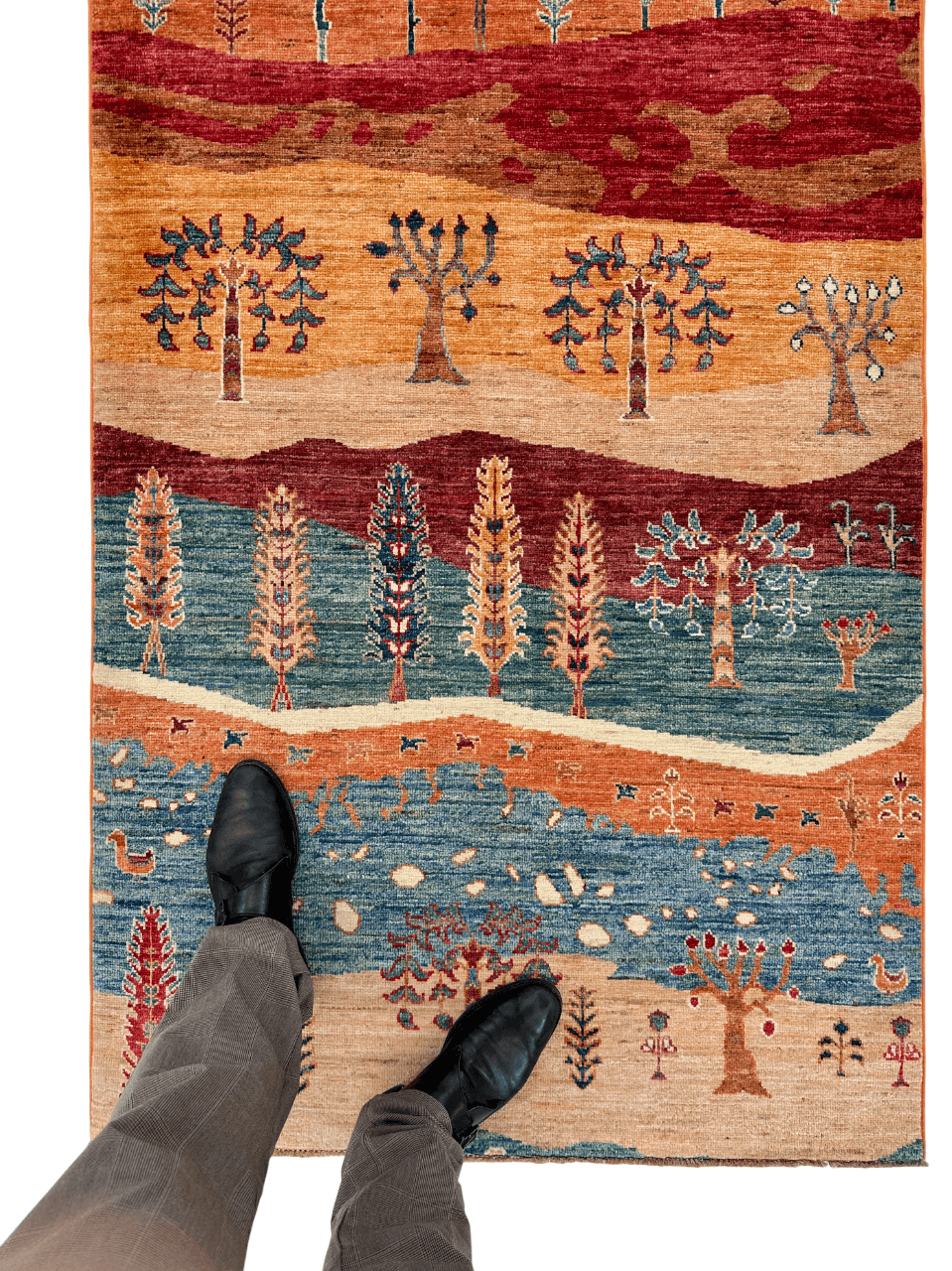Afghan Gabbeh - Trees (3'05"x5'01") multicolor/rust