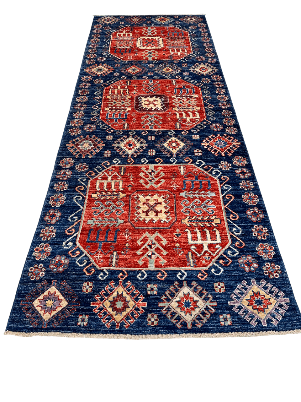 Afghan Turkoman (3'10"x10'01") blue/red
