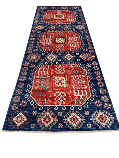 Afghan Turkoman (3'10"x10'01") blue/red