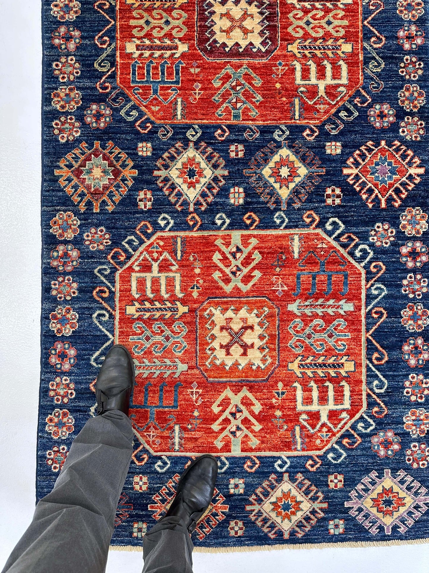 Afghan Turkoman (3'10"x10'01") blue/red