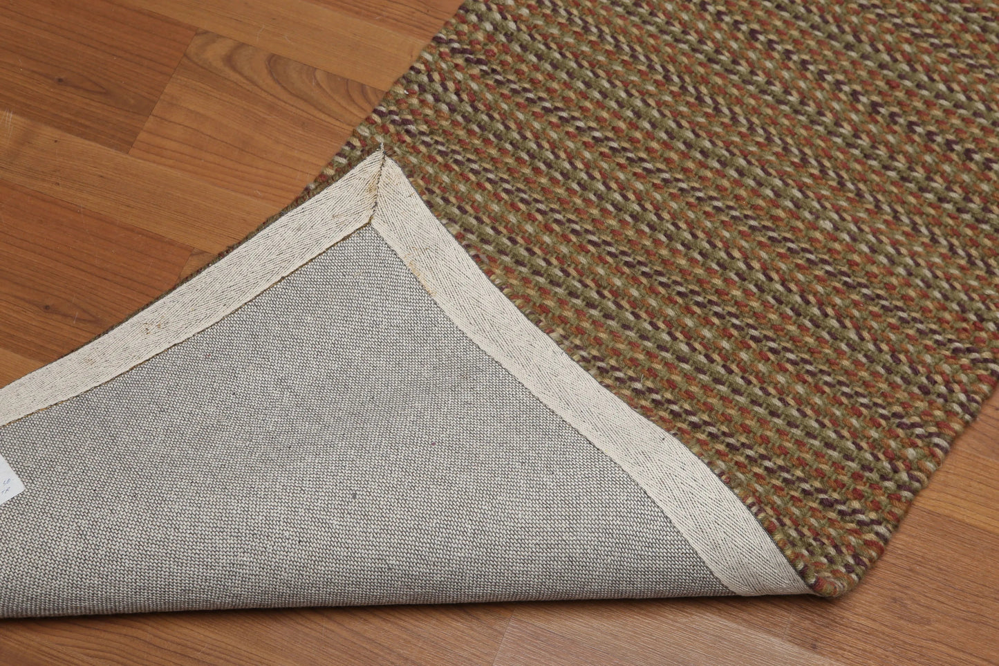 1'9''x4' Dhurry Kilim Reversible Hand-Woven Wool Contemporary Oriental Area Rug