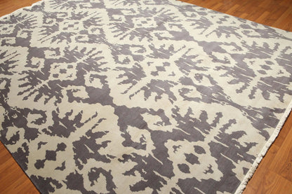 9' x 12' hand knotted 100% Wool Modern Area Rug full pile 9 x 12 ft Beige Gray