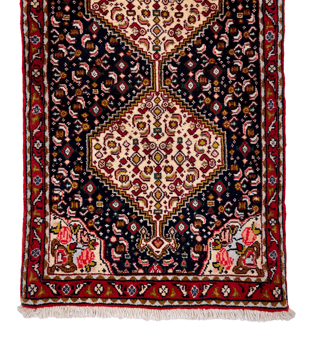 Persian Bijar (1'09"x7'08") indigo/red