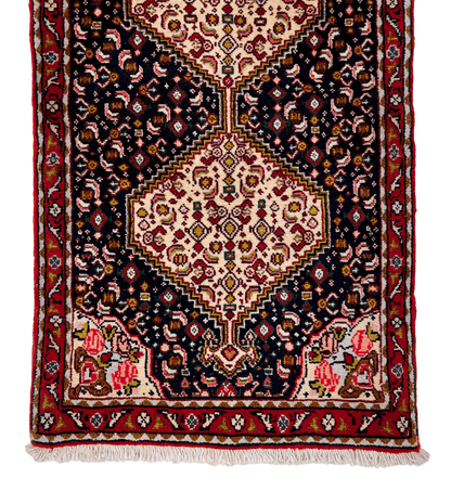 Persian Bijar (1'09"x7'08") indigo/red