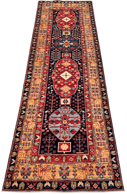 Heriz -nav/gld 3'03"x10' Runner