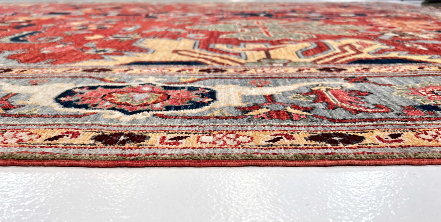 Afghan Heriz (9'07'x13'09") lt.red/lt.blue