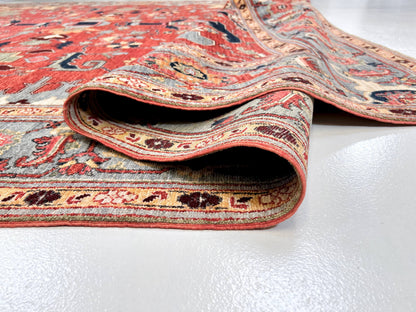 Afghan Heriz (9'07'x13'09") lt.red/lt.blue