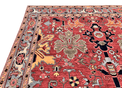 Afghan Heriz (9'07'x13'09") lt.red/lt.blue