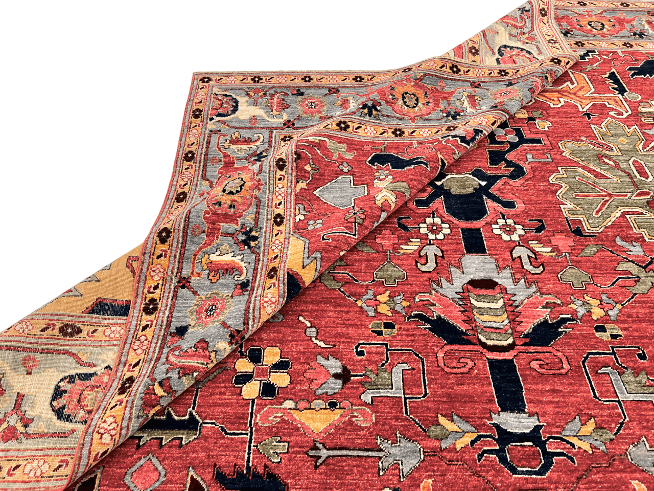 Afghan Heriz (9'07'x13'09") lt.red/lt.blue