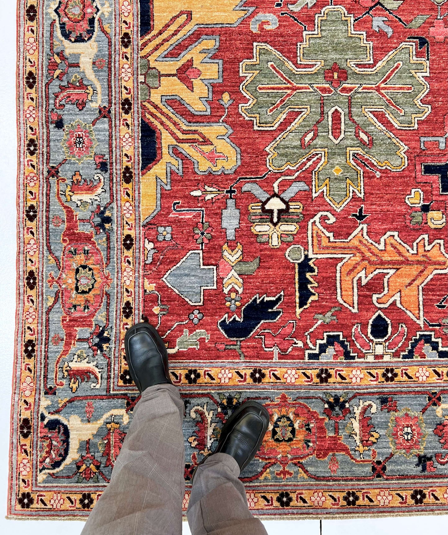 Afghan Heriz (9'07'x13'09") lt.red/lt.blue