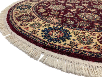 Indo-Persian dkred/ivory 4' Round
