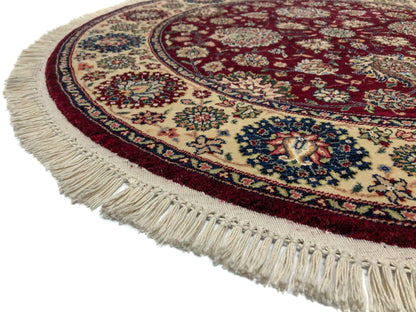 Indo-Persian dkred/ivory 4' Round