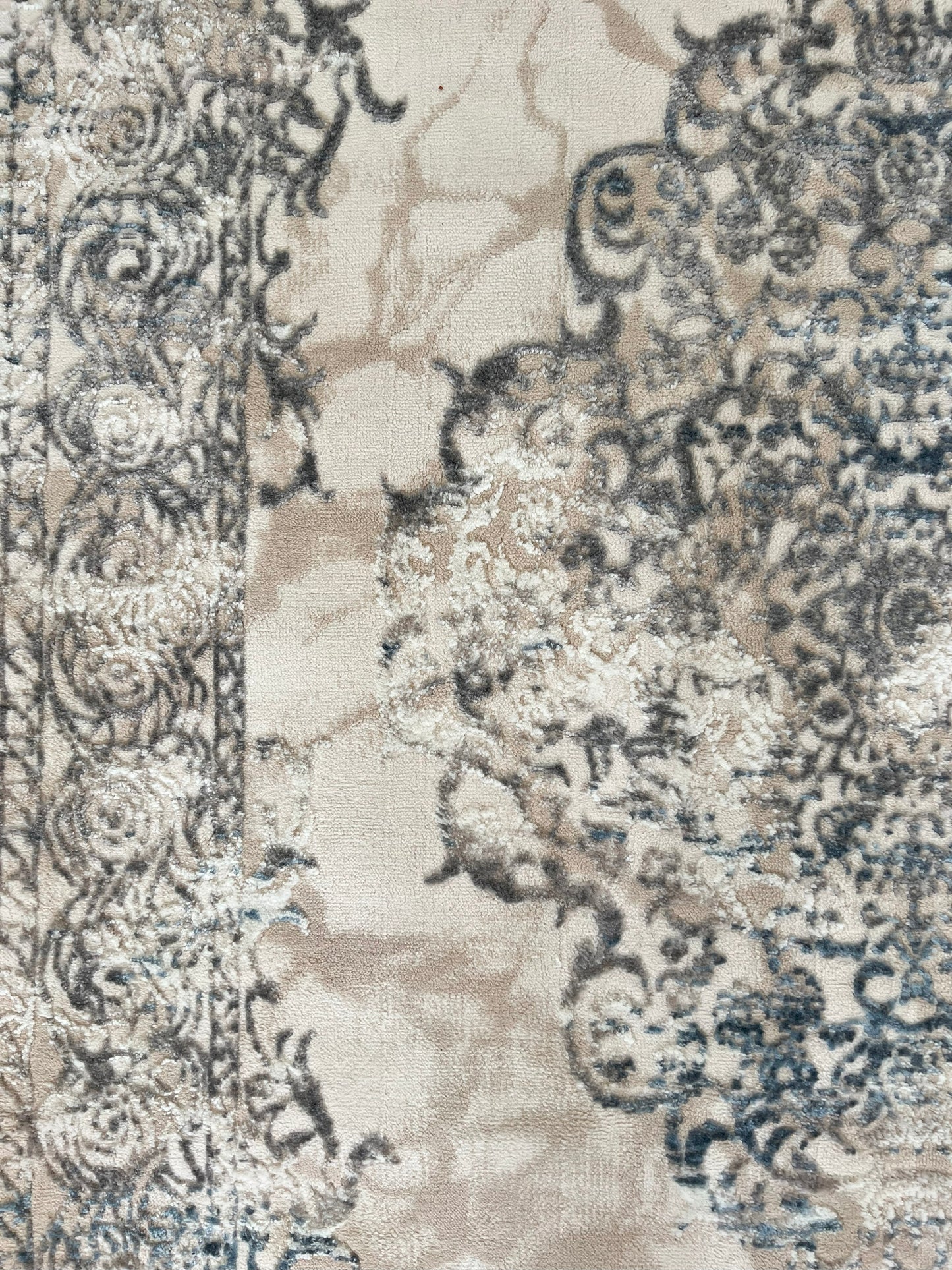 ROY's Home Alfombras de diseño de dos niveles, patrón clásico: hilo marfil brillante, gris y beige