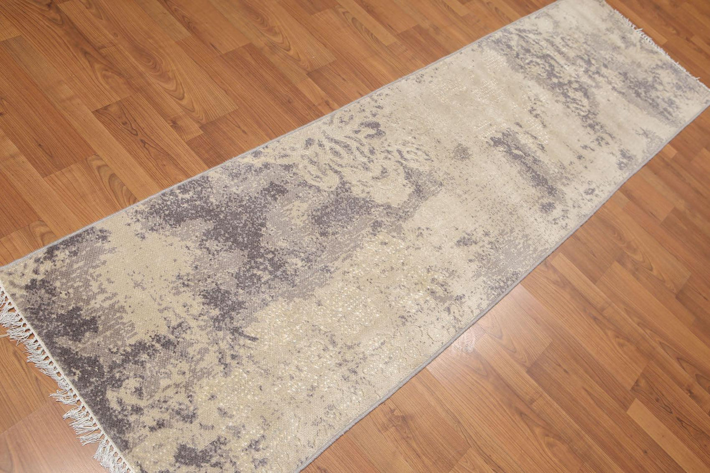 2'4" x 8' Hand Knotted Abstract Modern Wool Runner Area rug Ivory