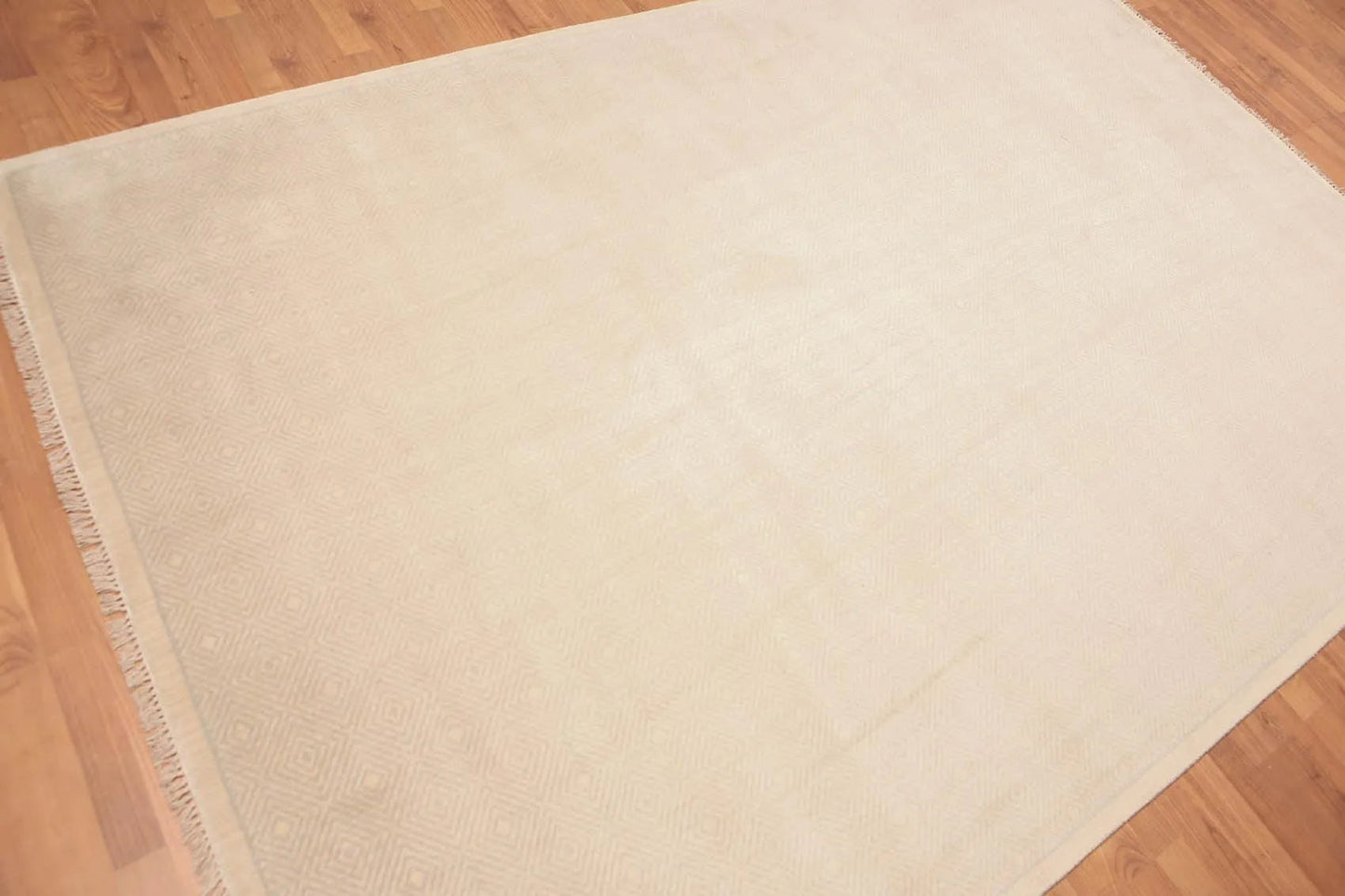 6' x 9' Geometric Pattern Hand Knotted 100% Wool Area Rug Beige 6x9