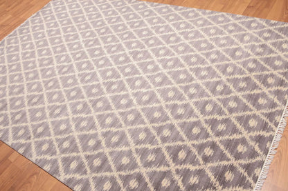 6' x 9' Hand Knotted IKAT design 100% Wool Area rug Gray