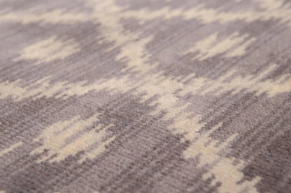 6' x 9' Hand Knotted IKAT design 100% Wool Area rug Gray