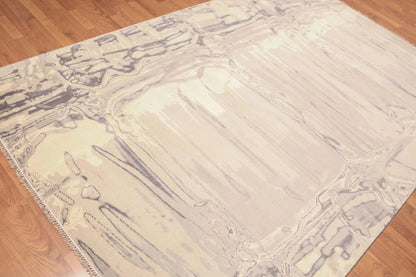6' x 9' Hand Knotted Contemporary Marble finish look Wool Area rug Ivory