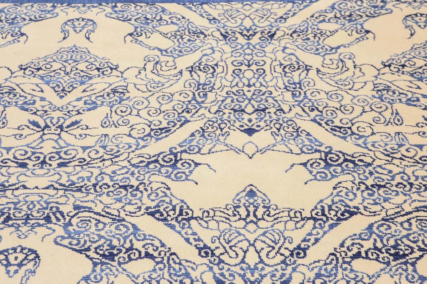 6' x 9' Hand Knotted Chinese Art Deco 100% Wool Area Rug Ivory