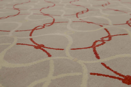 6' x 9' Hand Knotted Geometric Pattern 100% Wool Area rug Beige