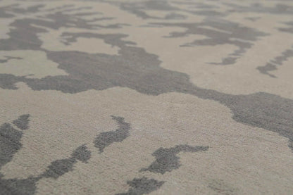 6' x 9' Hand Knotted Designer Abstract 100% Wool Area Rug Gray