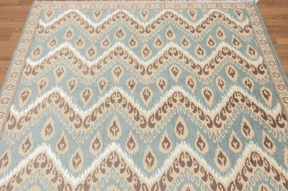 5' x 8' Hand Knotted IKAT Design Wool & Bamboo Silk Area rug Aqua