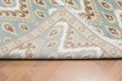 5' x 8' Hand Knotted IKAT Design Wool & Bamboo Silk Area rug Aqua