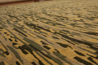 8' x 10' High end Wool Full Pile Tibetan Hand Knotted Area Rug Modern 8x10 Pale Yellow