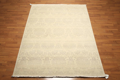 Hand Knotted 100% Wool Traditional Oriental Area Rug Beige 6' x 9'