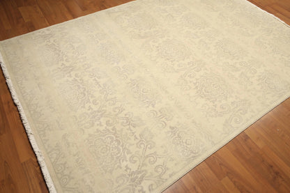 Hand Knotted 100% Wool Traditional Oriental Area Rug Beige 6' x 9'
