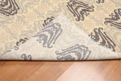 6' x 9' Hand Knotted 100% Wool Ikat Design Oriental Area Rug Beige
