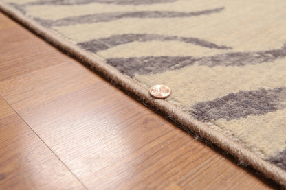 6' x 9' Botanical Print Contemporary Hand Knotted Wool Area rug Beige