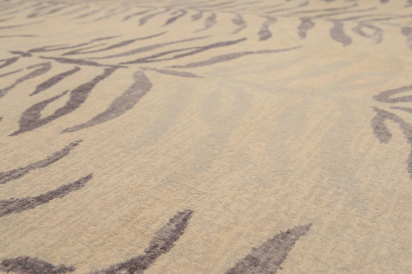 6' x 9' Botanical Print Contemporary Hand Knotted Wool Area rug Beige