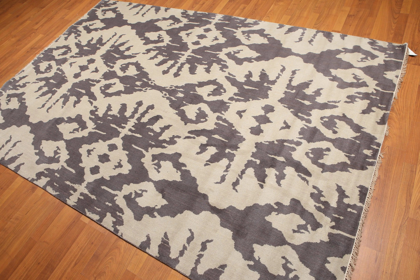 6' x 9' Tone On Tone Abstract Print Hand Knotted 100% Wool Area rug Gray