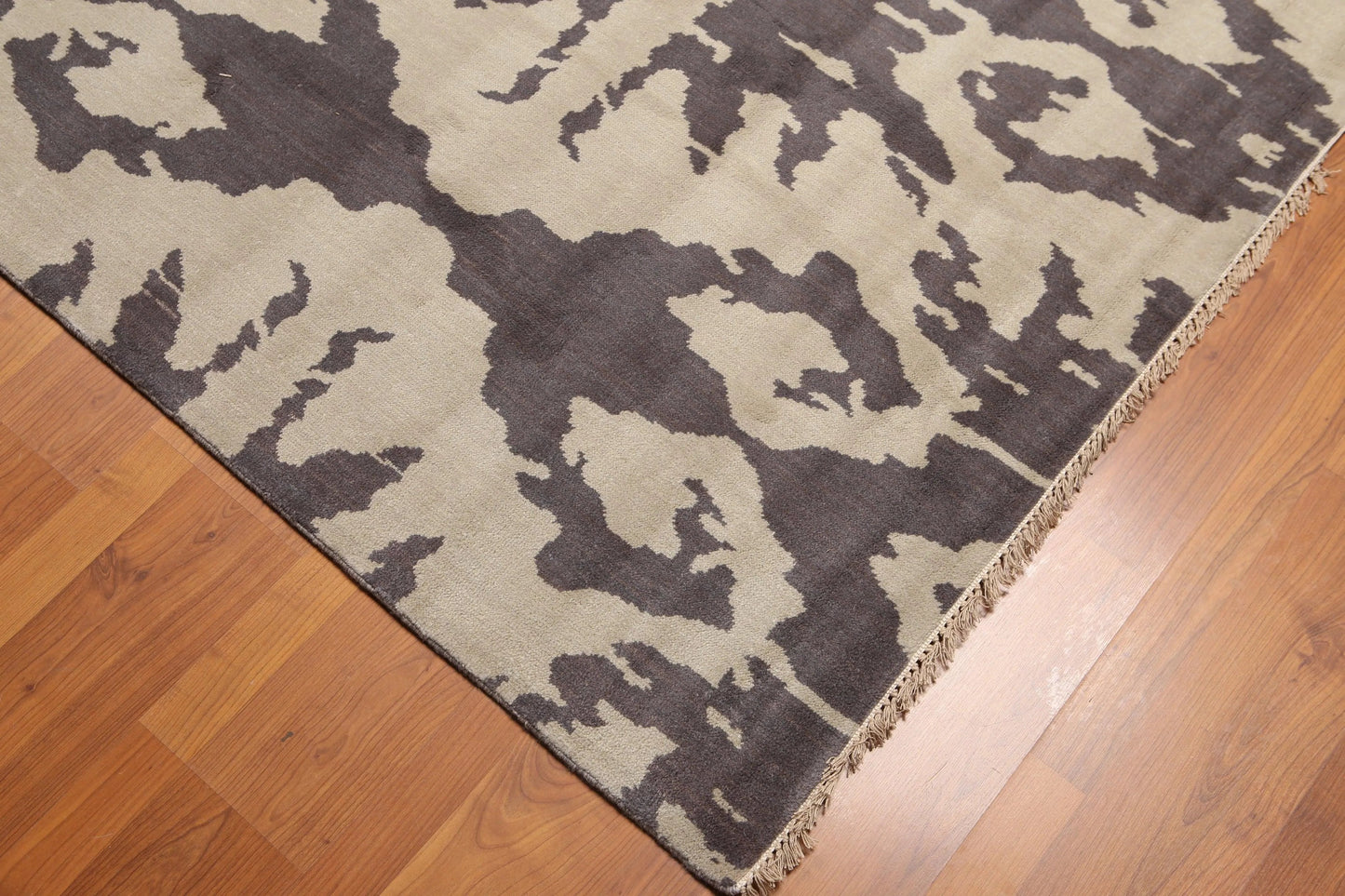 6' x 9' Tone On Tone Abstract Print Hand Knotted 100% Wool Area rug Gray