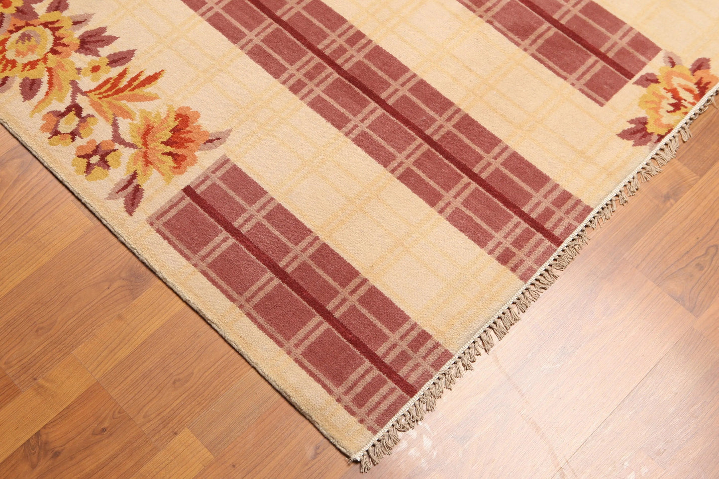 6' x 9' Floral Transitional Area rug Hand Knotted 100% Wool Beige